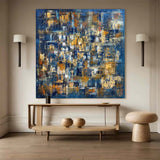 Jackson Pollock Style Painting Pollock Canvas Wall Art Blue Pollock Abstract Art Modern Abstract Colorful Art