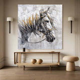 Ferghana horse painting black horse head painting Horse oil painting horse head painting Animal Painting black horse head painting