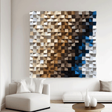 sculpture Textured Wall Decor Wood Block Art Geometric Wood Art Sculptured art Painting