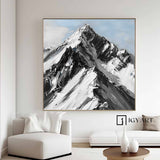 Mountain Painting Black and white Mountain Abstract art Black and white Mountain textured wall art 