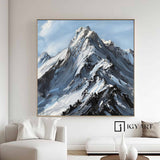 Mountain Abstract art Black and white Mountain Painting Blue Mountain textured wall art 