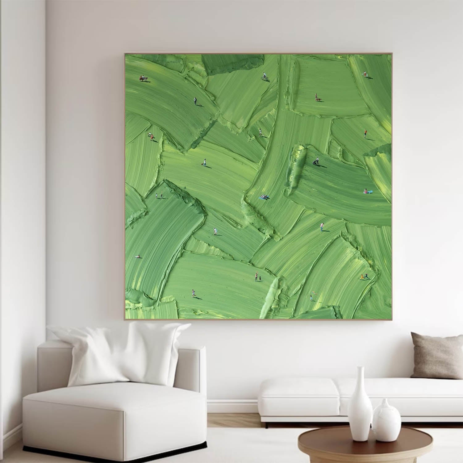 Large Green Abstract Painting Green Textured Wall Art Golf Course Painting Golf Lovers Gifts Handmade Painting