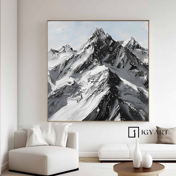 Mountain textured wall art Black and white Mountain Abstract art Black and white Mountain Painting 