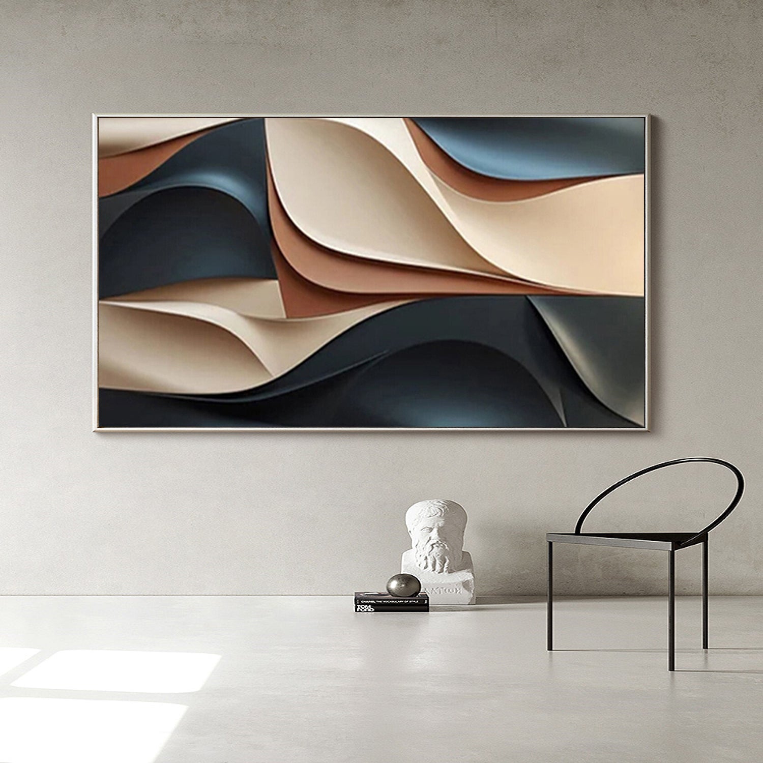 Art sculpture Textured Wall Decor Wood carving wall art Blue Sculptured art