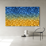 Blue Sculptured art Painting Wood carving wall art Art sculpture Textured Wall Decor Abstract 3D Textured Wall Art