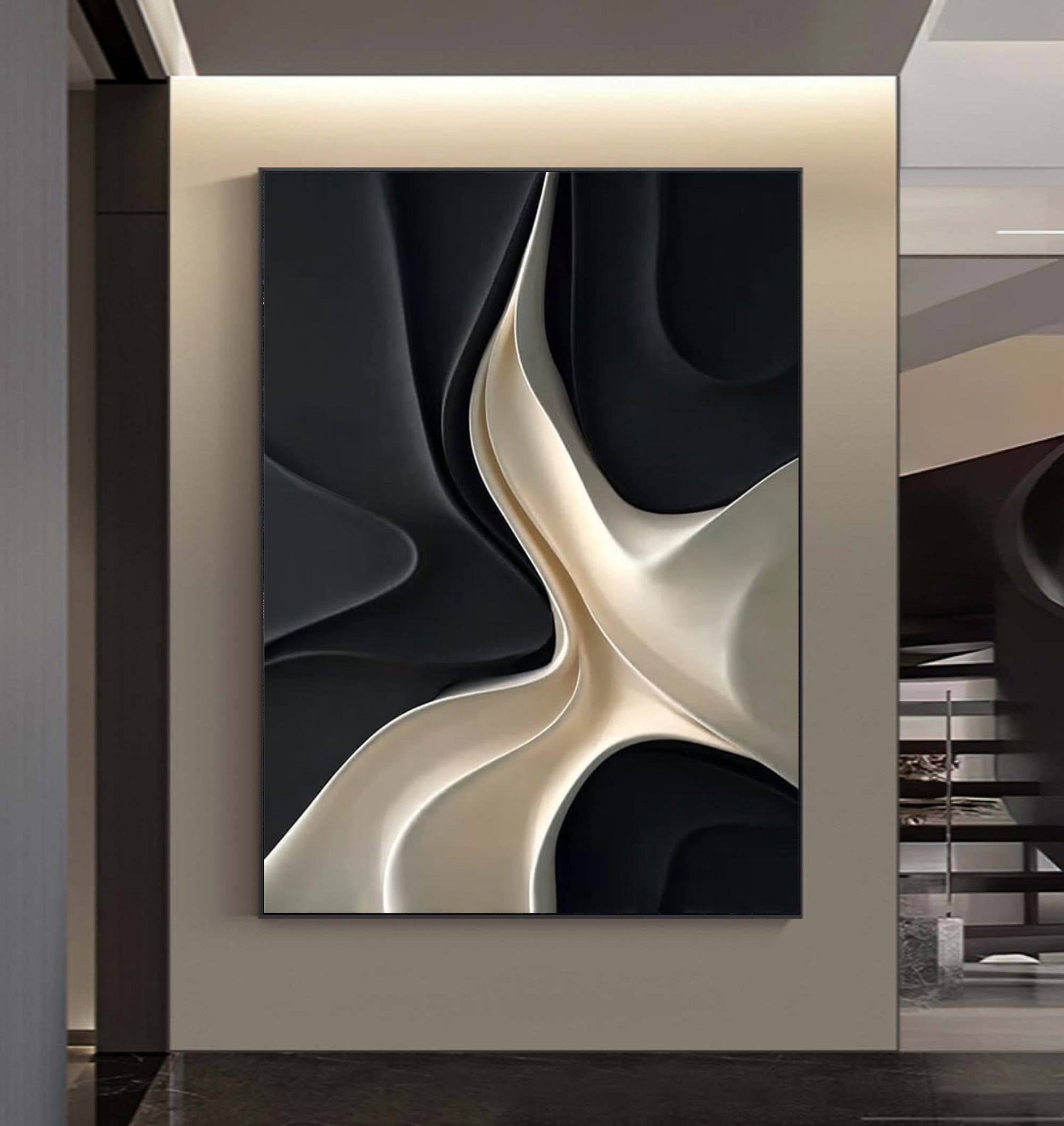 Black white texture wall art Wood Wall Decor Sculptured art Painting