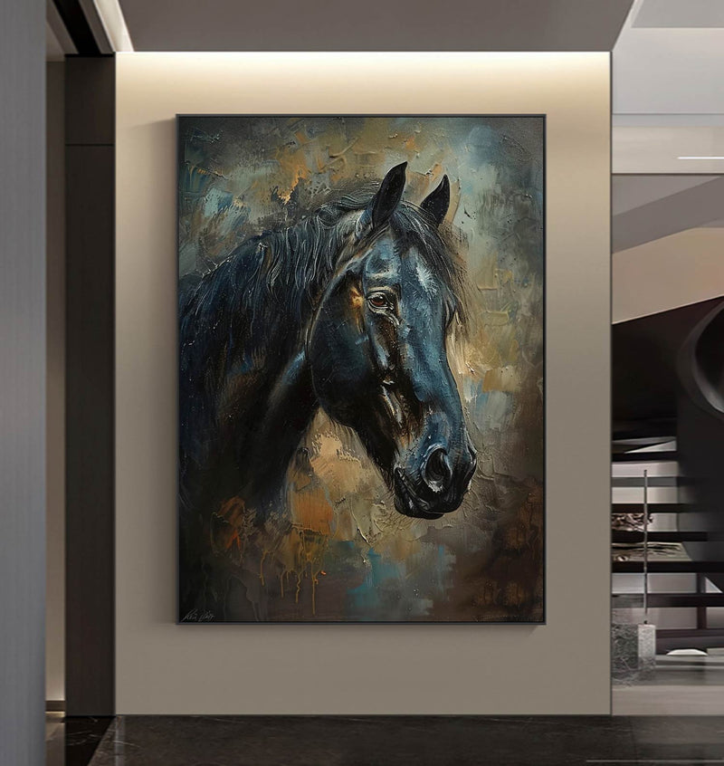 Horse Oil Painting Ferghana horse painting animal wall art Horse Head Painting Personalized Gifts