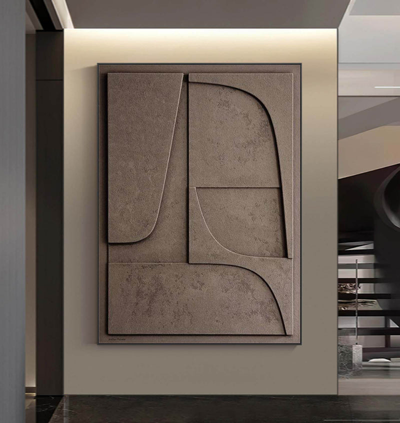 Brown Sculptured art Painting Abstract 3D Textured Wall Decor Art sculpture Textured Wall Decor 