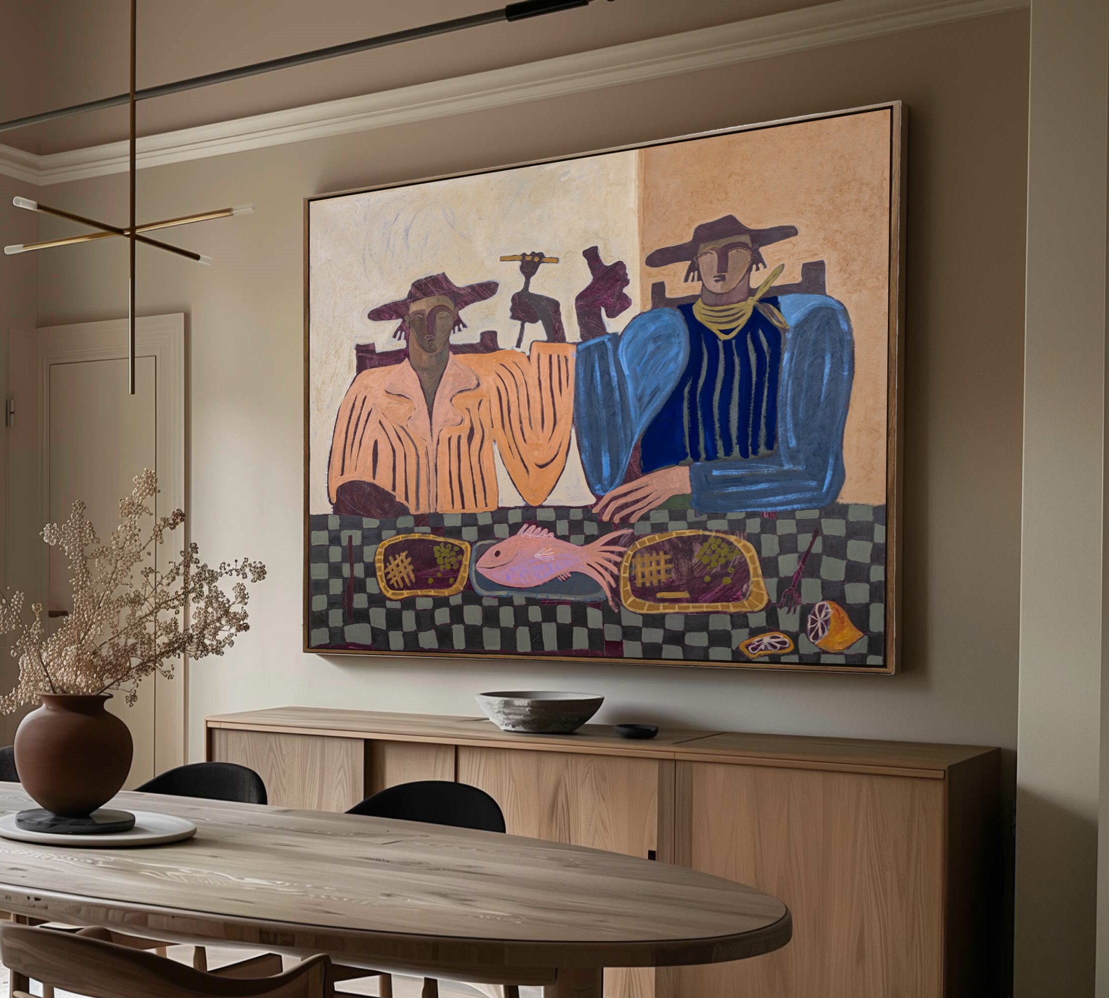 Large original figurative canvas art Rustic Contemporary Figures painting 