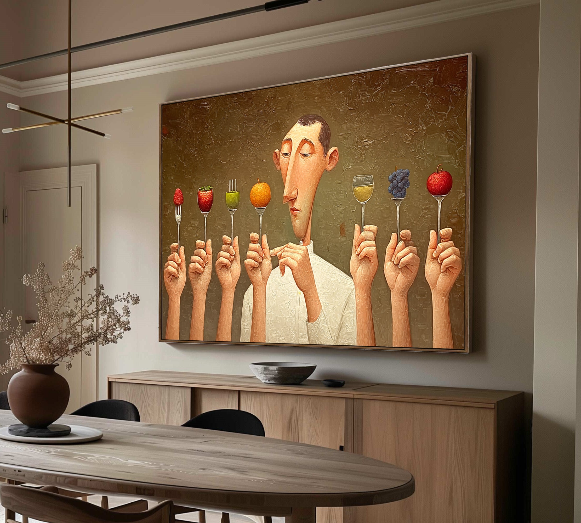 Large Wall Decor for Foodie Gift. Kitchen Wall Art Painting on Canvas, Modern Dining Room Art