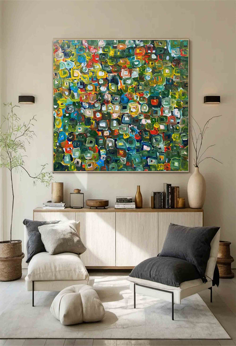 green original wall art abstract painting, modern green abstract art, Modern Abstract Colorful Art