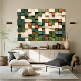 Green Sculptured art Painting Green Wood carving wall art Green Abstract 3D Textured Wall Art