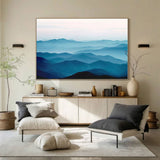 Large mountain painting mountain wall art Large blue abstract art blue mountains artwork