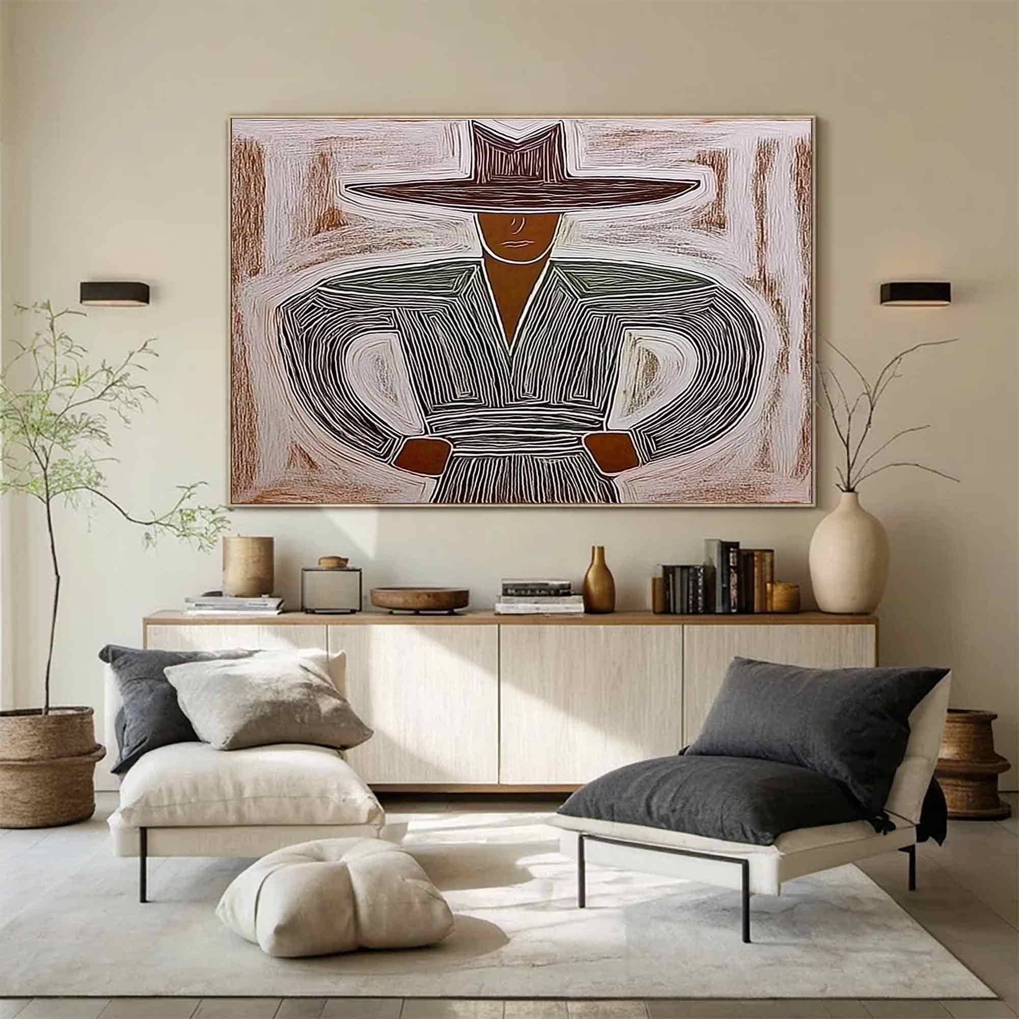 Abstract cowboy wall art Boho western abstract art modern cowboy art