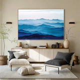 Large mountain painting mountain landscape painting Large blue abstract art blue mountains artwork