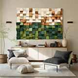 Green Abstract 3D Textured Wall Art Green Sculptured art Painting Green Wood carving wall art 