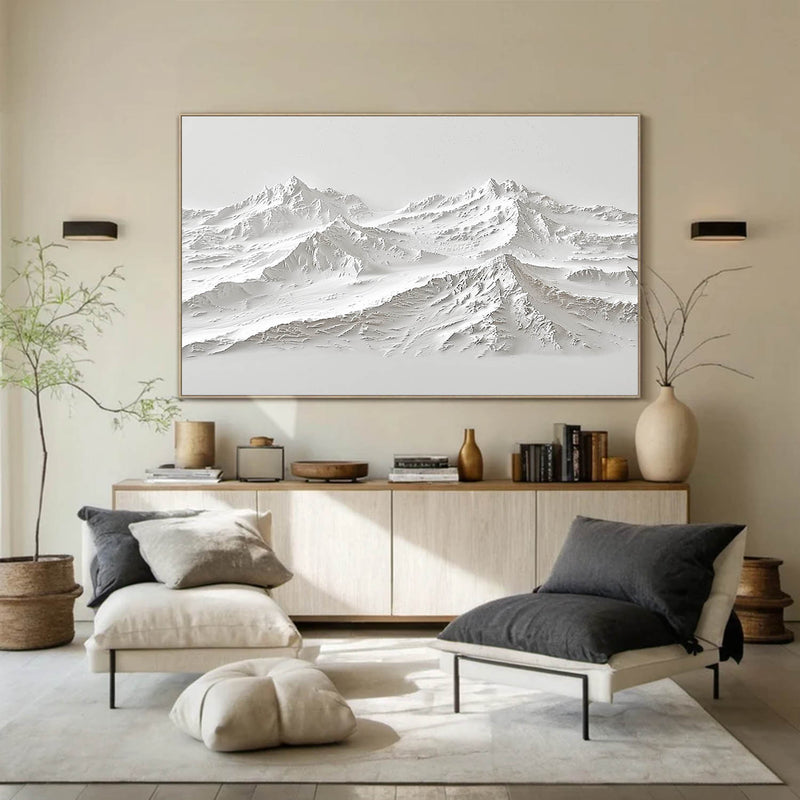 white Snow Mountain textured wall art Large White Snow Mountain Painting White Snow Mountain Canvas Art 