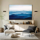 Large mountain painting mountain wall art Large blue abstract art blue mountains artwork