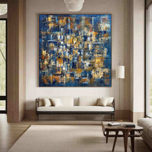 Jackson Pollock Style Painting Pollock Canvas Wall Art Blue Pollock Abstract Art Modern Abstract Colorful Art