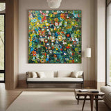 green original wall art abstract painting, modern green abstract art, Modern Abstract Colorful Art