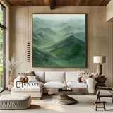 Green mountain painting Large Green mountain Abstract Painting Green landscape painting