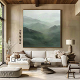 Green Abstract wall art sage green Mountains landscape art Mountain peaks Abstract Painting