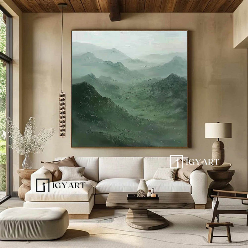 Large Green mountain Abstract Painting Green mountain painting Green landscape painting