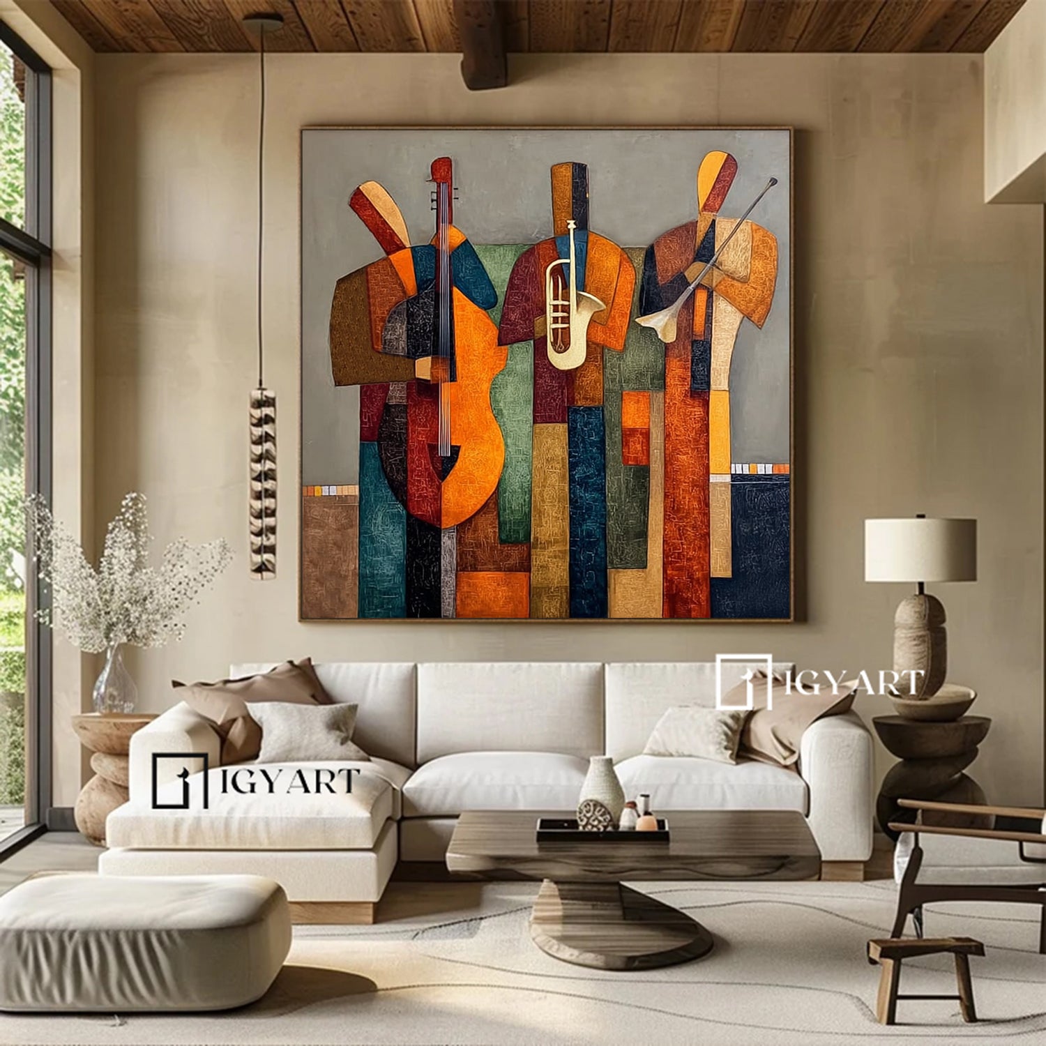 Hand Painted Modern Band Performance Abstract Figurative Oil Painting Wall Art for Living Room