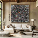 Pollock Style Abstract Art Black and White Abstract Wall Art on Canvas Jackson Pollock Style Black and White Artwork