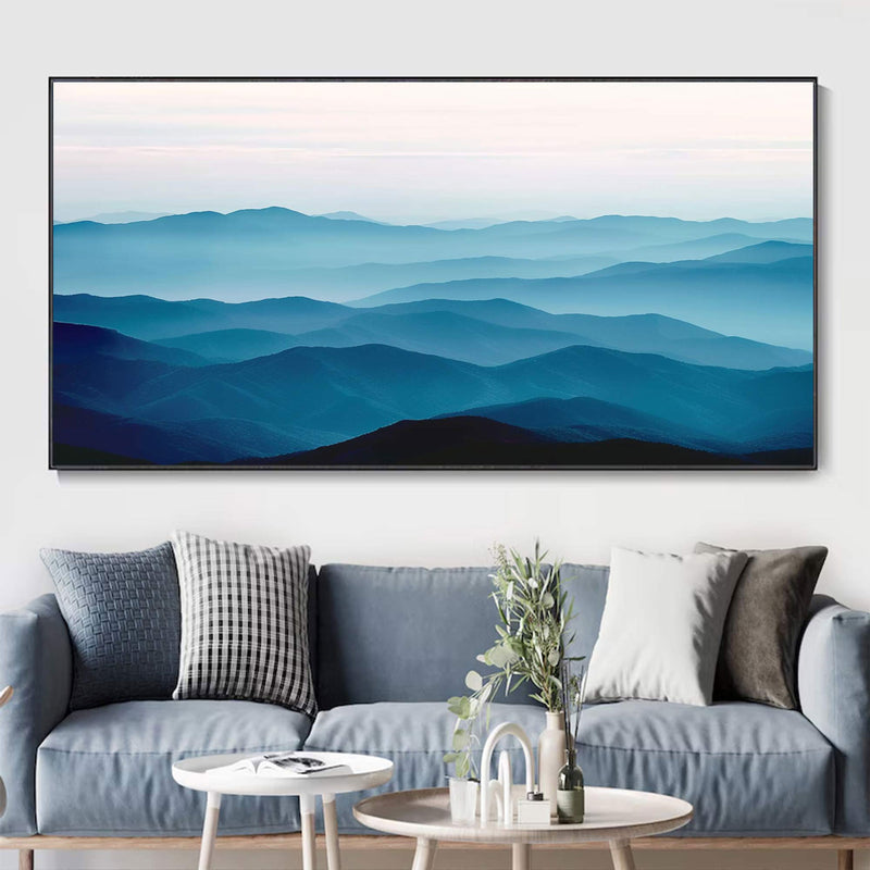 Large mountain painting mountain wall art Large blue abstract art blue mountains artwork