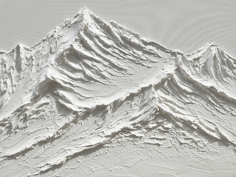 white Snow mountain painting white textured wall art white plaster art