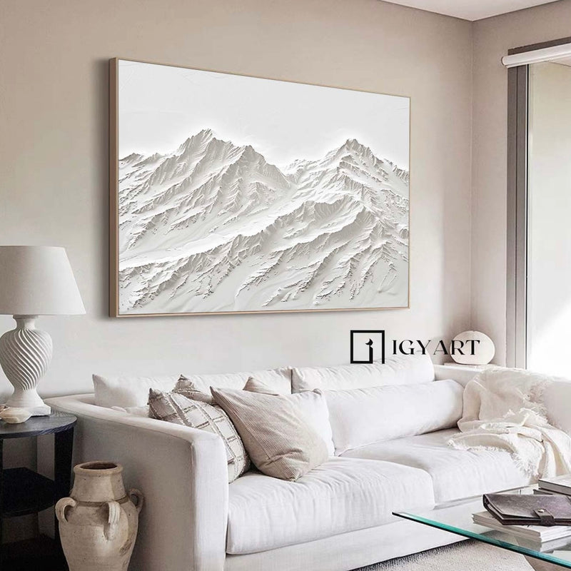 Large White Snow Mountain Painting White Snow Mountain Canvas Art white textured wall art 