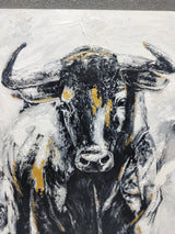 Black bull painting Personalized Gifts Bull Abstract Painting bull painting Bull Wall Art 