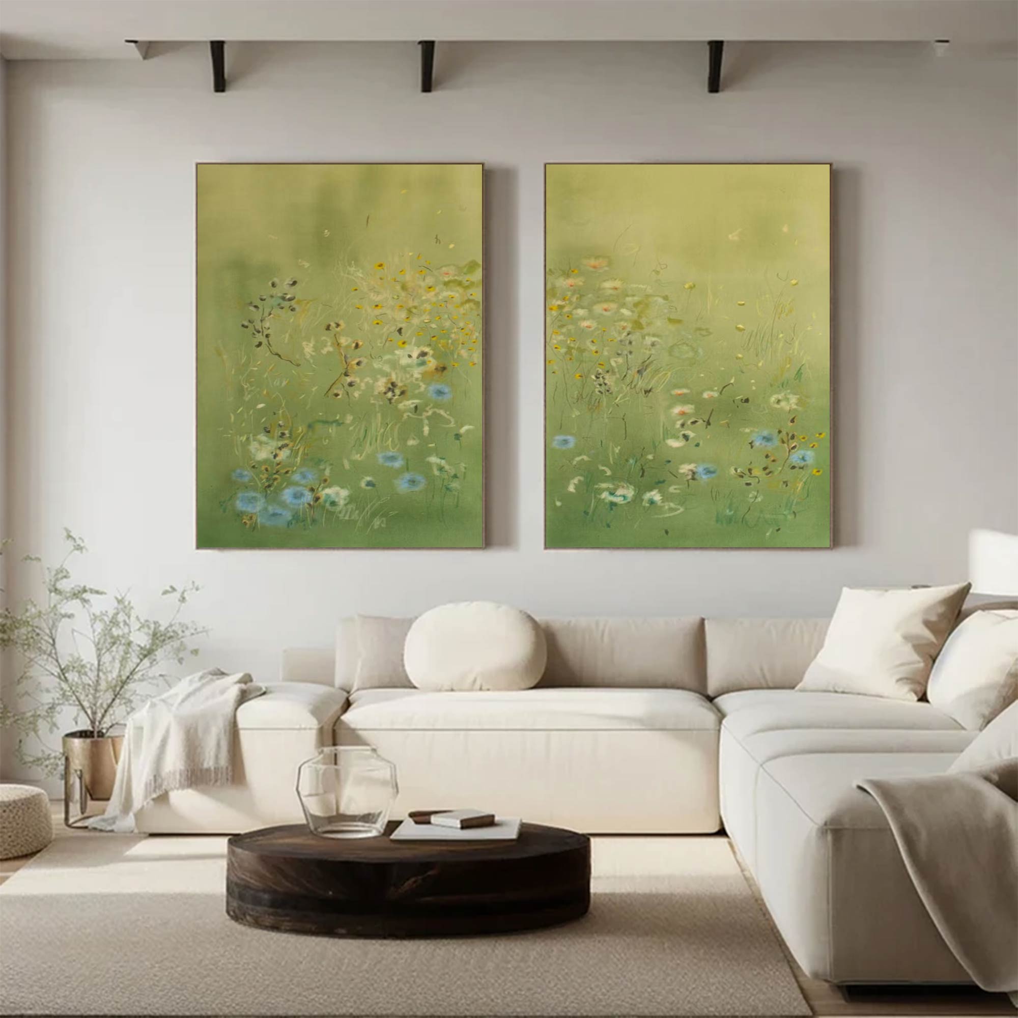 Green Flower Art Green landscape abstract painting Abstract Flower Painting