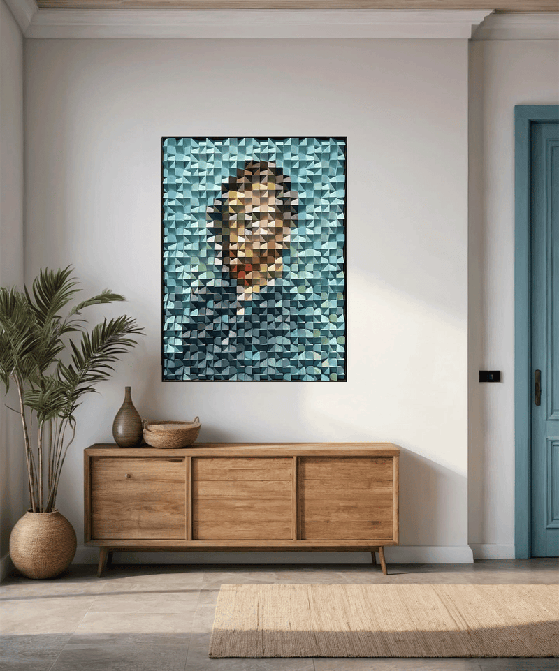 Van Gogh Portrait Art Geometric Wood Art Sculptured art Painting Wood Block Art Geometric Wood Wall Art