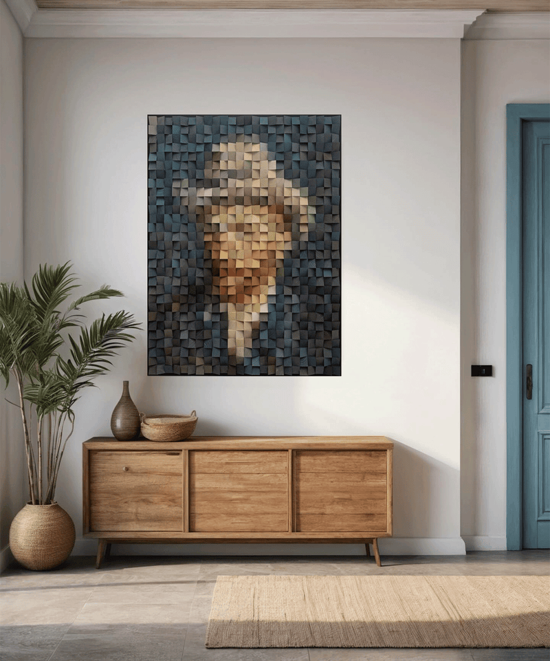 Van Gogh Portrait Art Geometric Wood Art Sculptured art Painting Wood Block Art Geometric Wood Wall Art