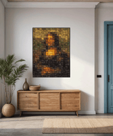 Mona Lisa's Smiling Portrait Art Geometric Wood Art Sculptured art Painting Wood Block Art