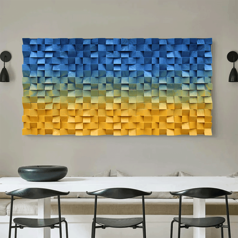 Blue Sculptured art Painting Wood carving wall art Art sculpture Textured Wall Decor Abstract 3D Textured Wall Art