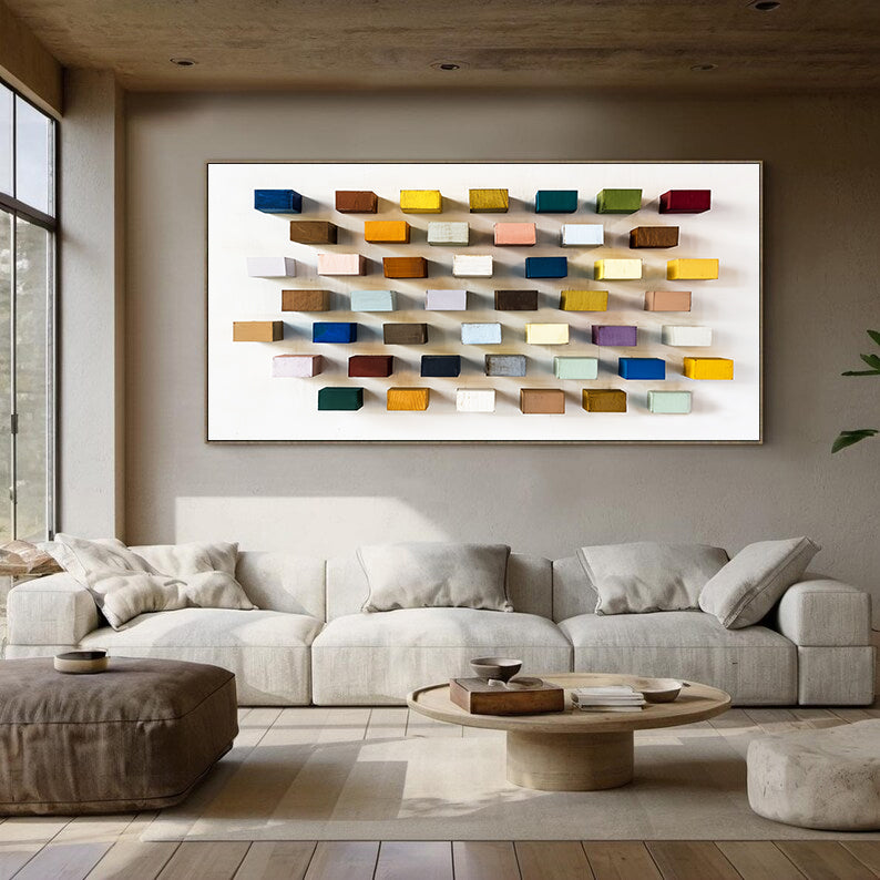 3D Wooden Wall Art Geometric Wood Wall Art Modern Wood Mosaic Wall Decor