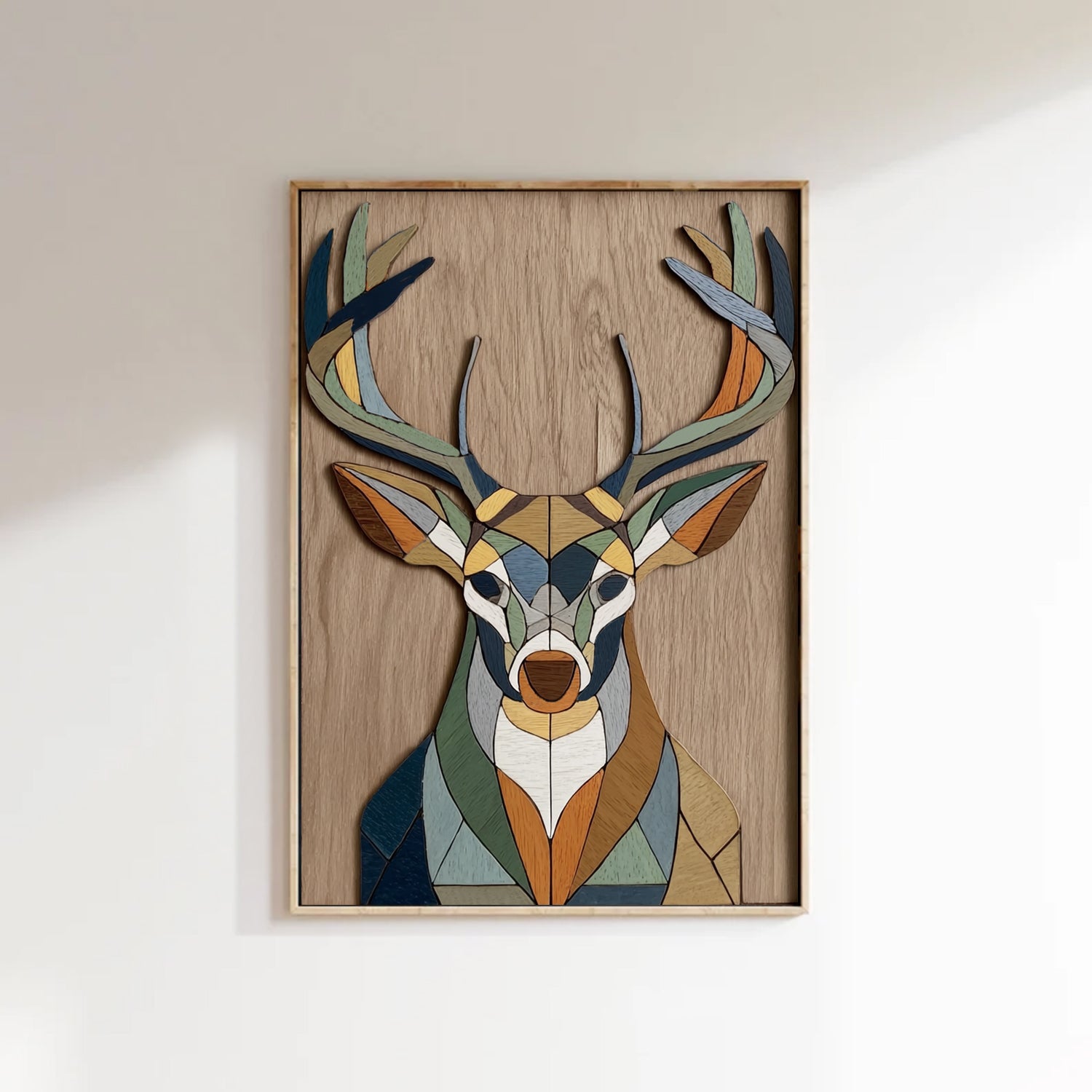 Contemporary animal geometric decor wooden Minimalist stag wall art 