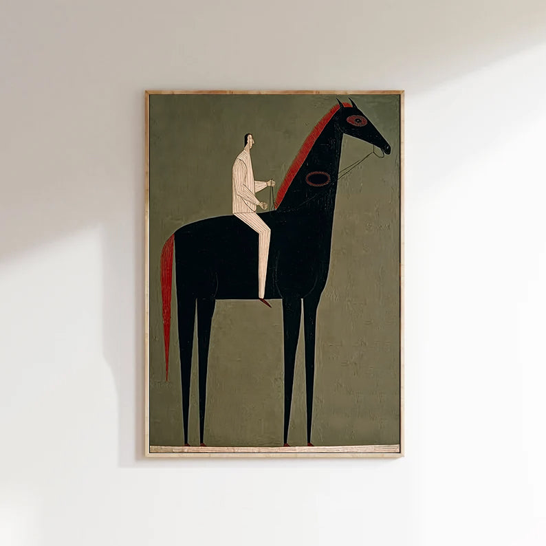 Minimalist Horse Wall Art - Modern Equestrian Fine Art for Living Room Decor
