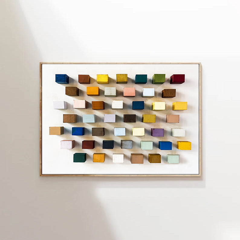 Colorful 3D Wooden Wall Art Hand-painted Wood Blocks Home Decor