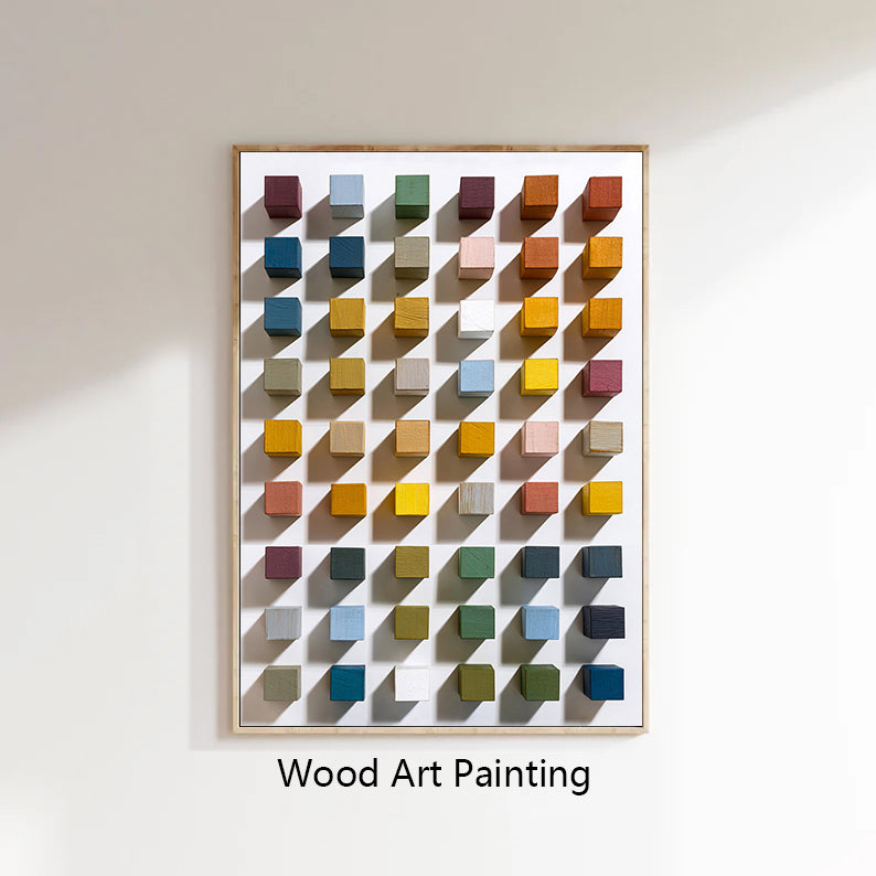 Modern Wood Mosaic Wall Decor 3D Wood Textured Wall art Geometric Wood art