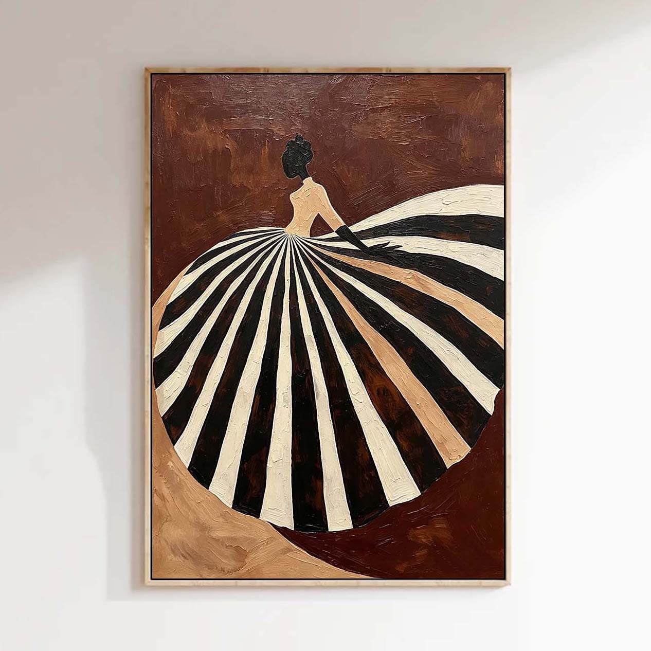 Modern Mid-century Figurative Canvas Painting, Brown and Neutral Tone Luxury Decor
