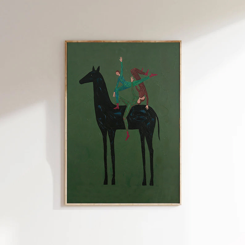 Abstract Horse Painting - Equestrian Wall Art Minimalist Horse Decor