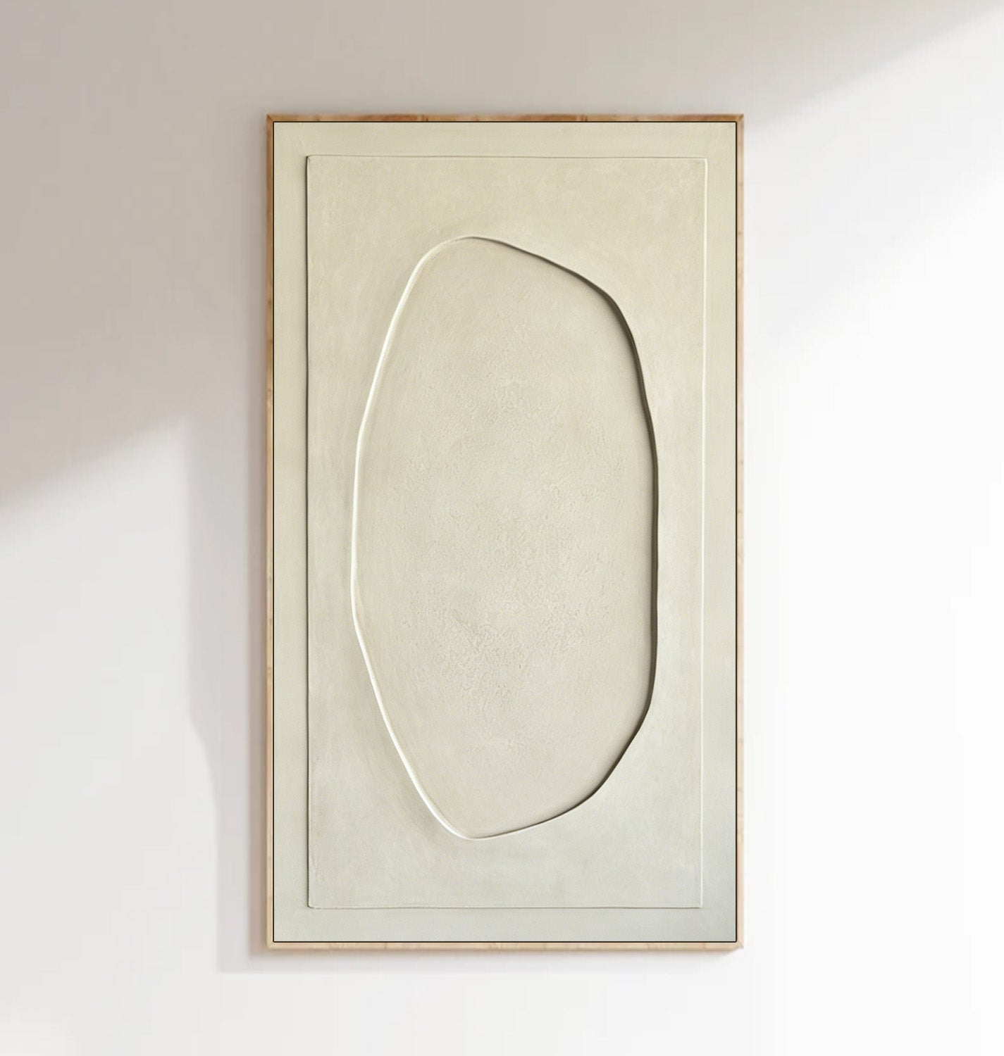 Large Cream 3D Wood Wall Art - Modern Industrial Carved Wood Panel  for Minimalist Living Room