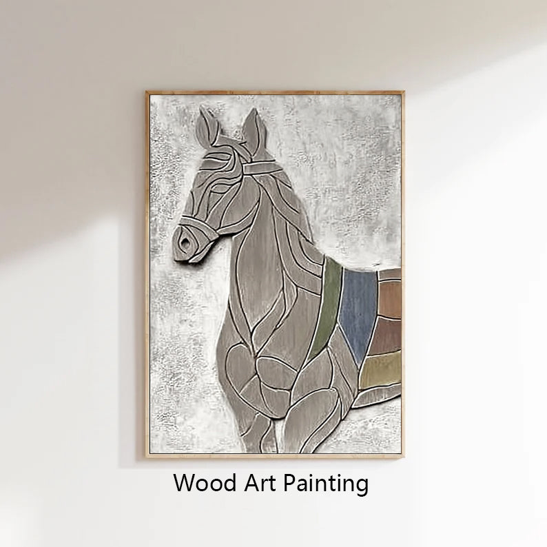 Horse Abstract wood Sculpture art Horse Textured Sculpture wall decor 