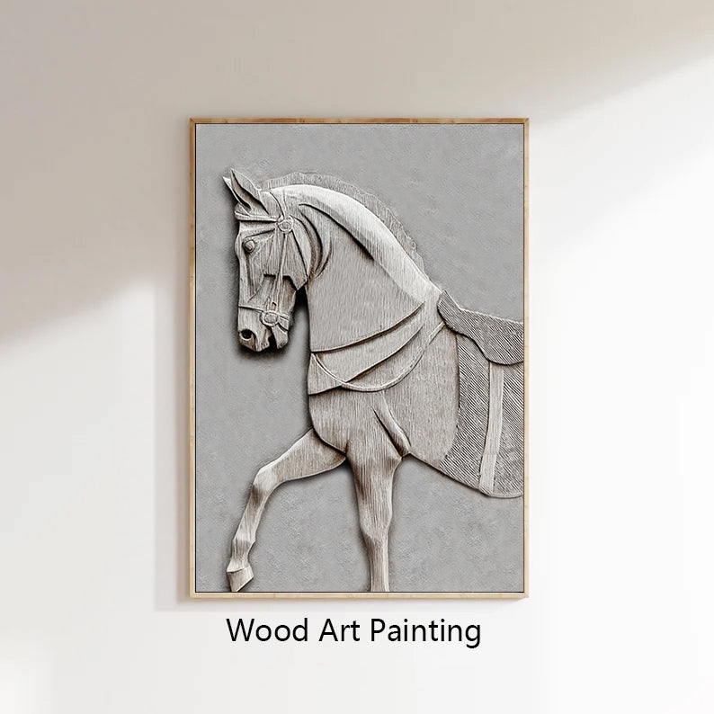Wooden horse carvings painting, horse-shaped wood wall decor
