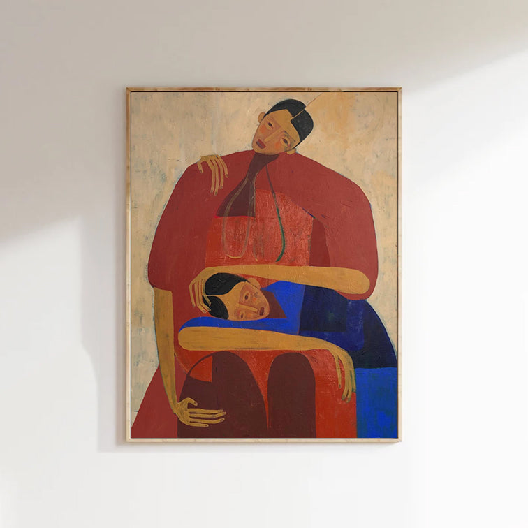 Stylized human figures painting, Contemporary abstract Portraits art