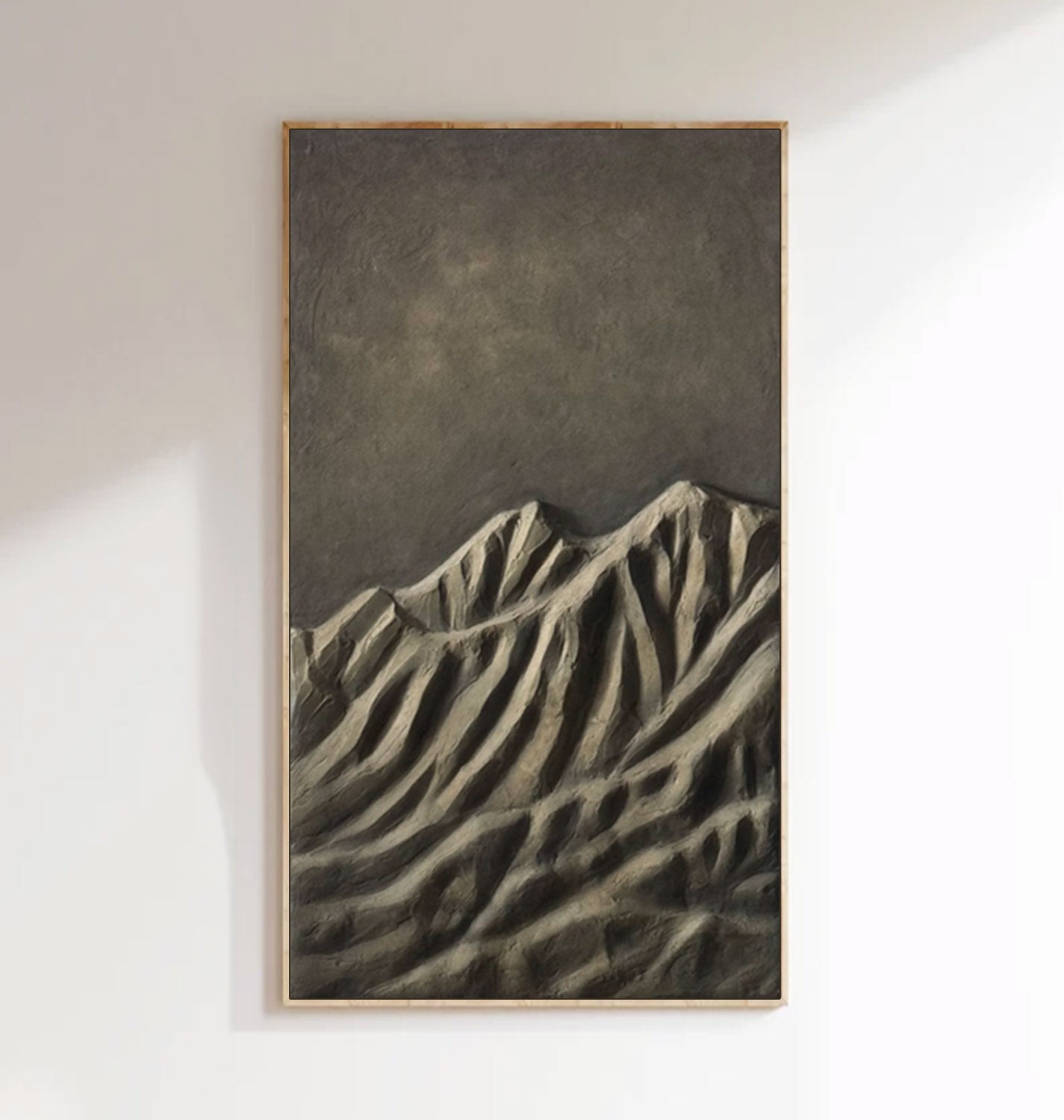 Hand-Carved Abstract Wood Relief Sculpture - Neutral Textured Wall Decor for Mid-Century Modern Home